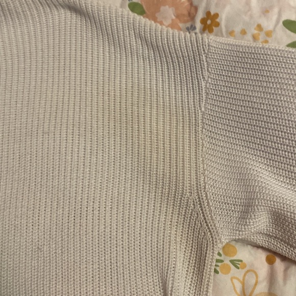 Gentle fawn white puff sleeve coquette slouchy sweater size L - Picture 4 of 6